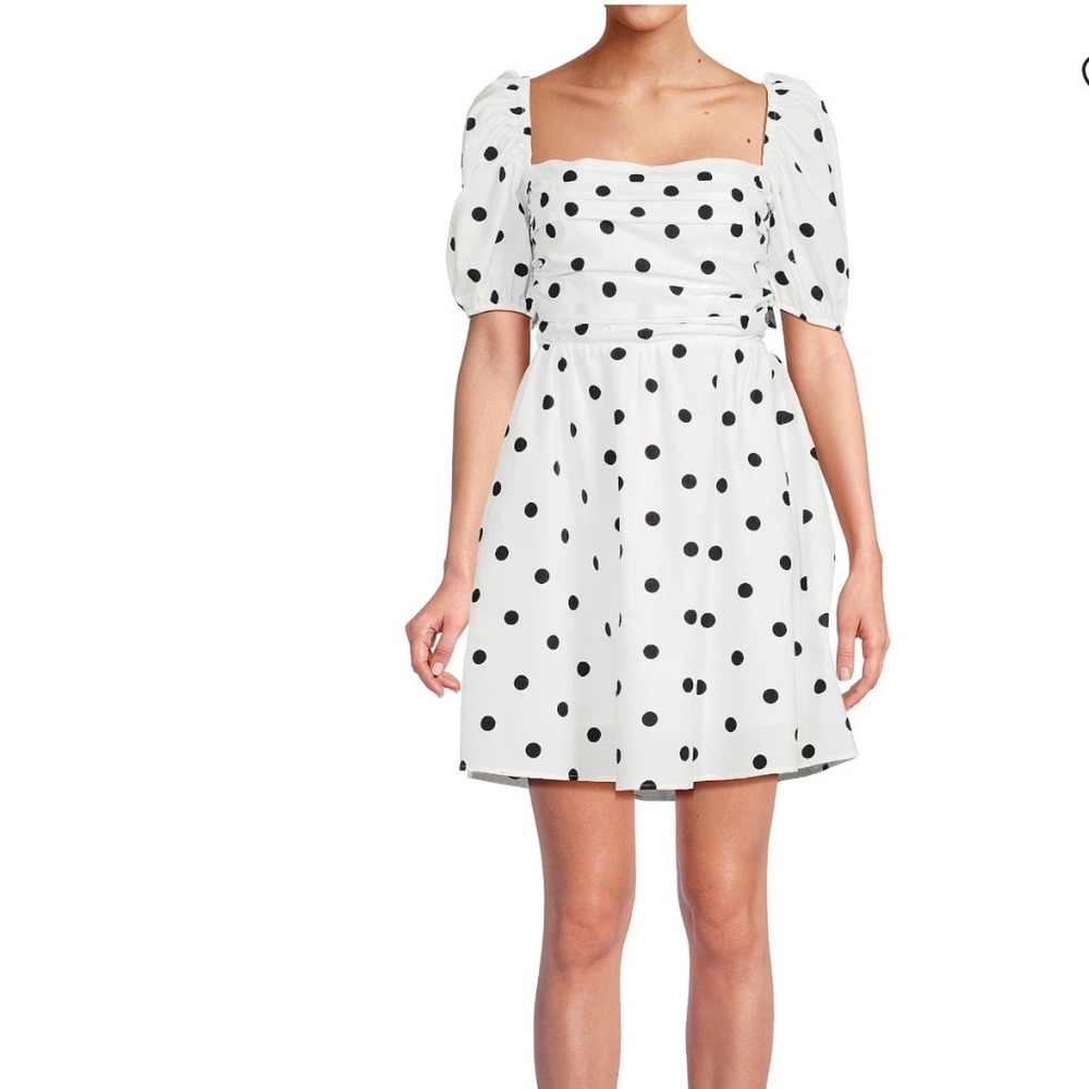 O.P.T Polka Dot‎ River Pleated Mini Dress Whote Black Size XS NWT